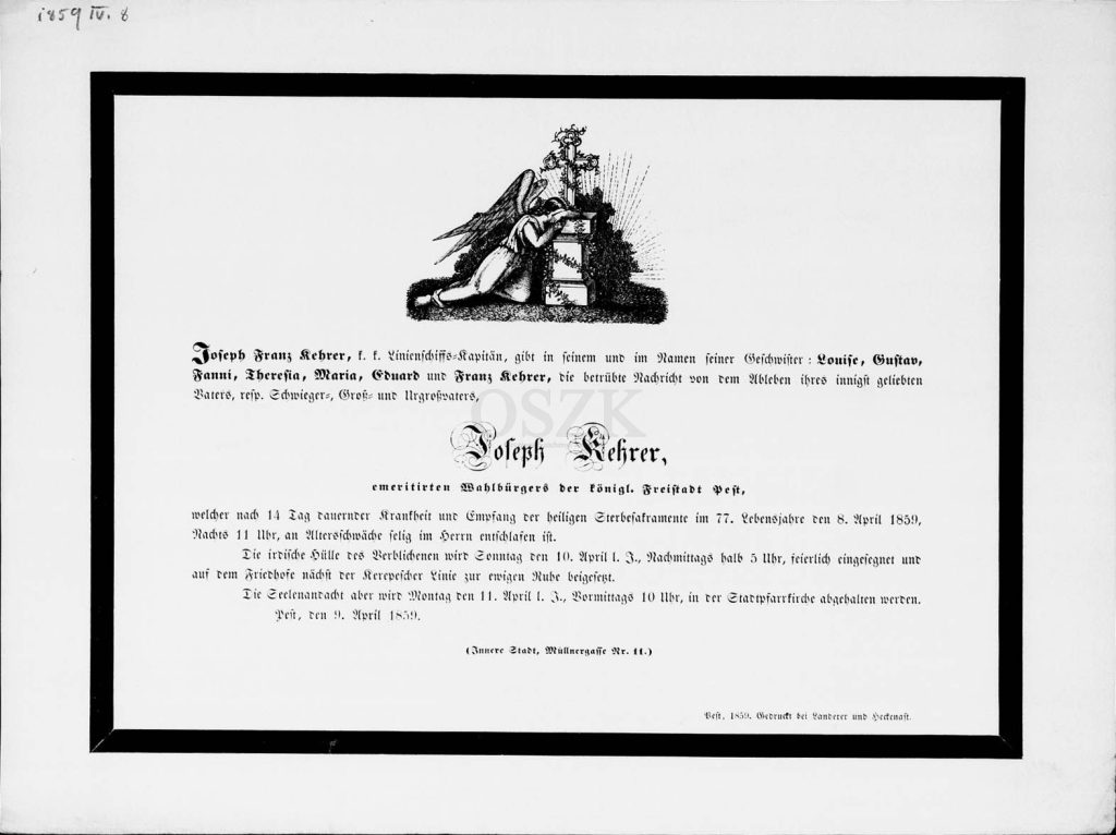 Josef Kehrer gyászjelentés